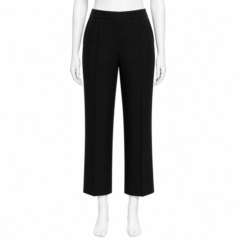 BCBG Max Azria Black Cropped Straight Leg Pants Size 8 Pockets Stretch GERRY - Picture 9 of 11